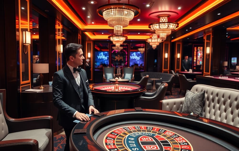 VIP-spiller med personlig vert i et eksklusivt casino-rom